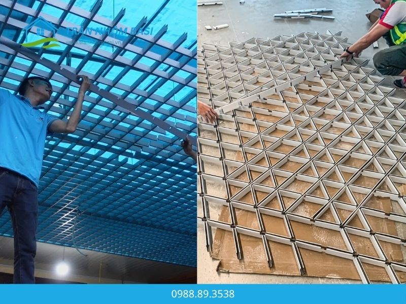đơn vị thi công trần nhôm caro