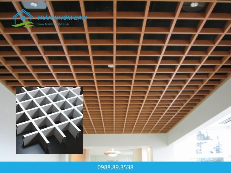 trần nhôm giả gỗ caro